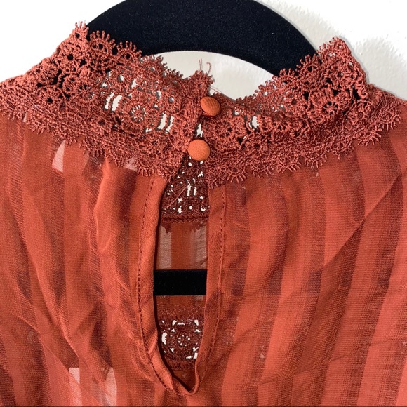 Embroidered Lace/Sheer Blouse - Picture 7 of 9